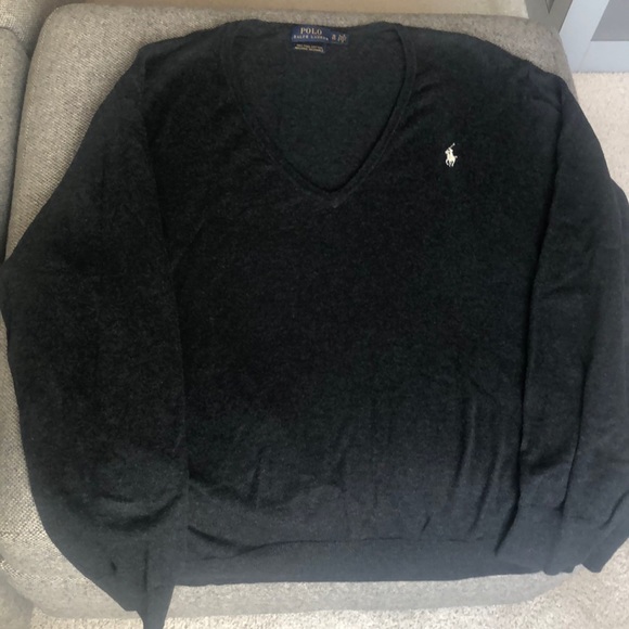 Polo Ralph Lauren lovely charcoal V neck sweater. Lightly worn.. - Picture 1 of 2